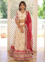 Viscose White Party Wear Embroidery Work Readymade Lehenga Choli